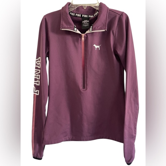 Victoria's Secret PINK Burgundy Quarter Zip Pullover Sweatshirt Size XS - Picture 1 of 12
